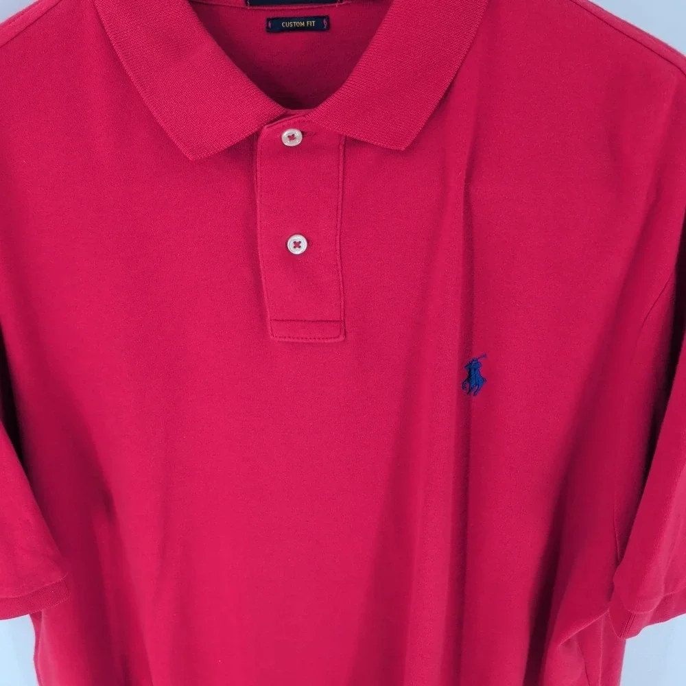 Vtg Polo Ralph Lauren‎ Custom Fit Classic Golf Performance Polo Shirt Pink XL